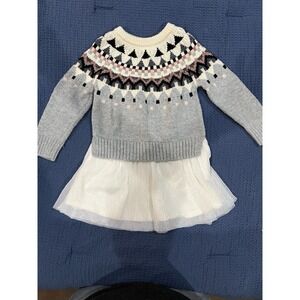 Little Girls Byears Fair Isle Double Layered Dress Size 3T By Gap